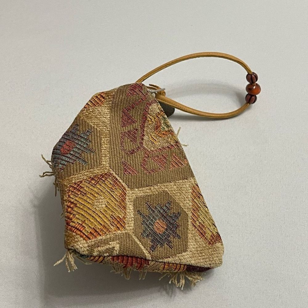 Erda Brand Multicolor Pattern Fabric Leather Strap Bracelet Bag Clutch Wristlet